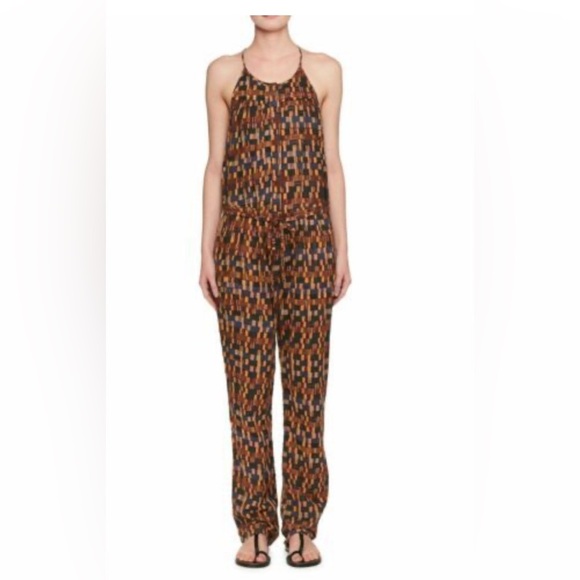Isabel Marant Size 36 Black and Brown Geometric Jumpsuit - Picture 1 of 16